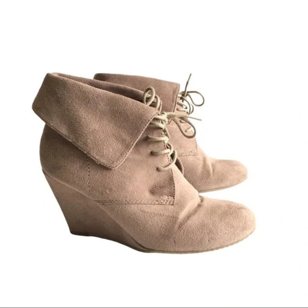 Call It Spring Taupe Booties Women's Wedges US Size 8